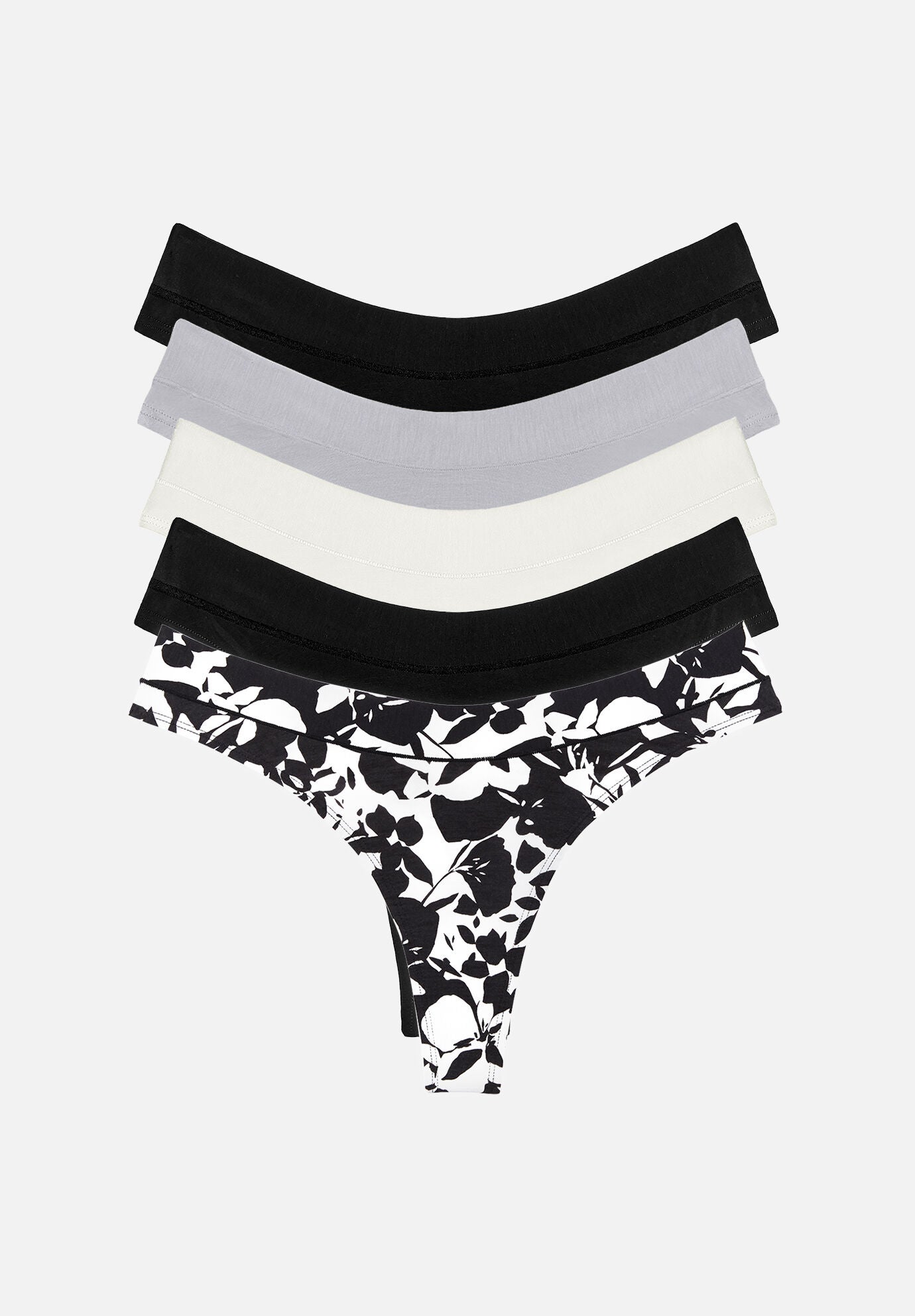 The Thong Pack of 5- Modal, Graphic Floral, , hi-res image number 0