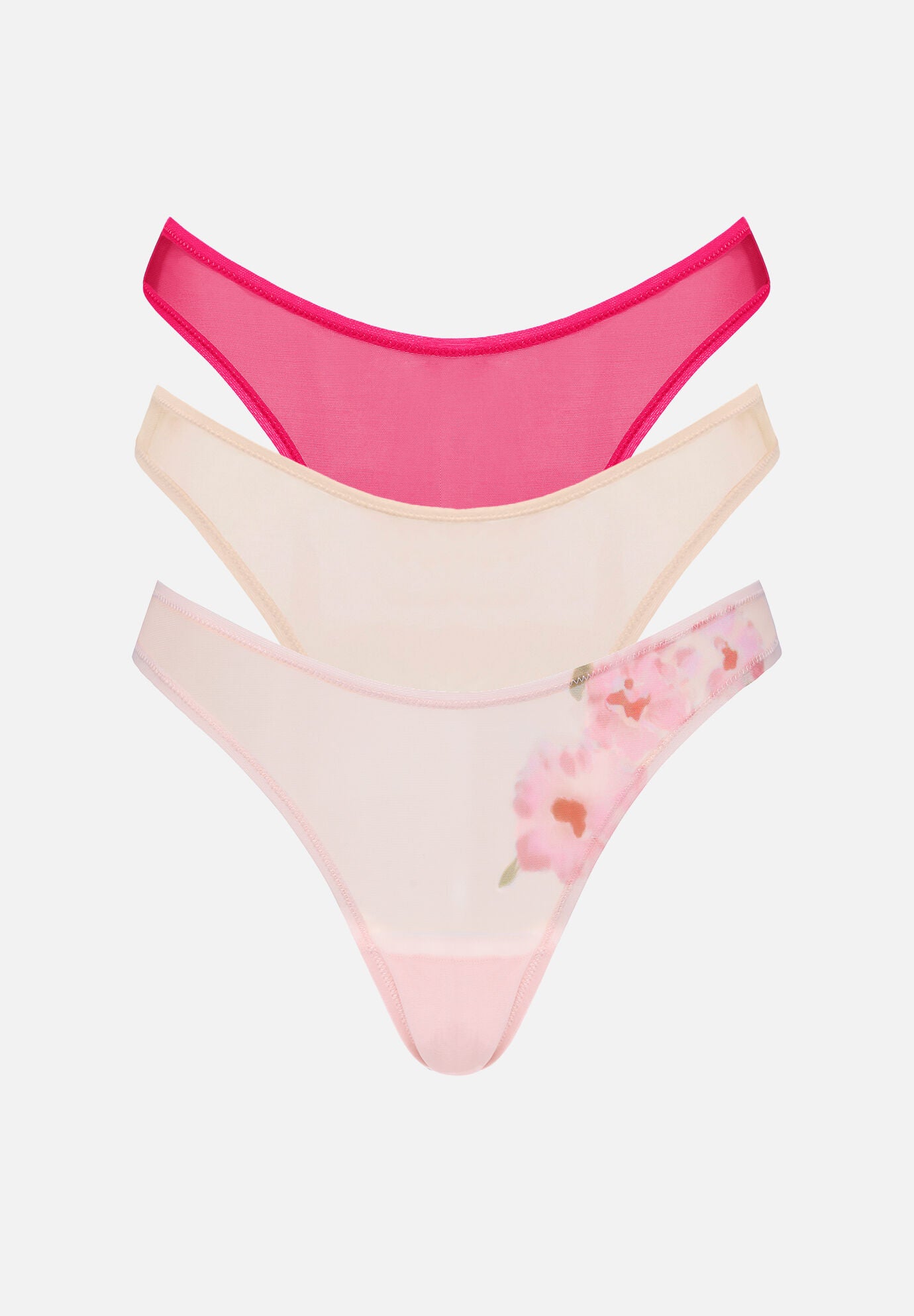 The Thong Pack of 3- Mesh, Valentine's Day, , hi-res image number 0