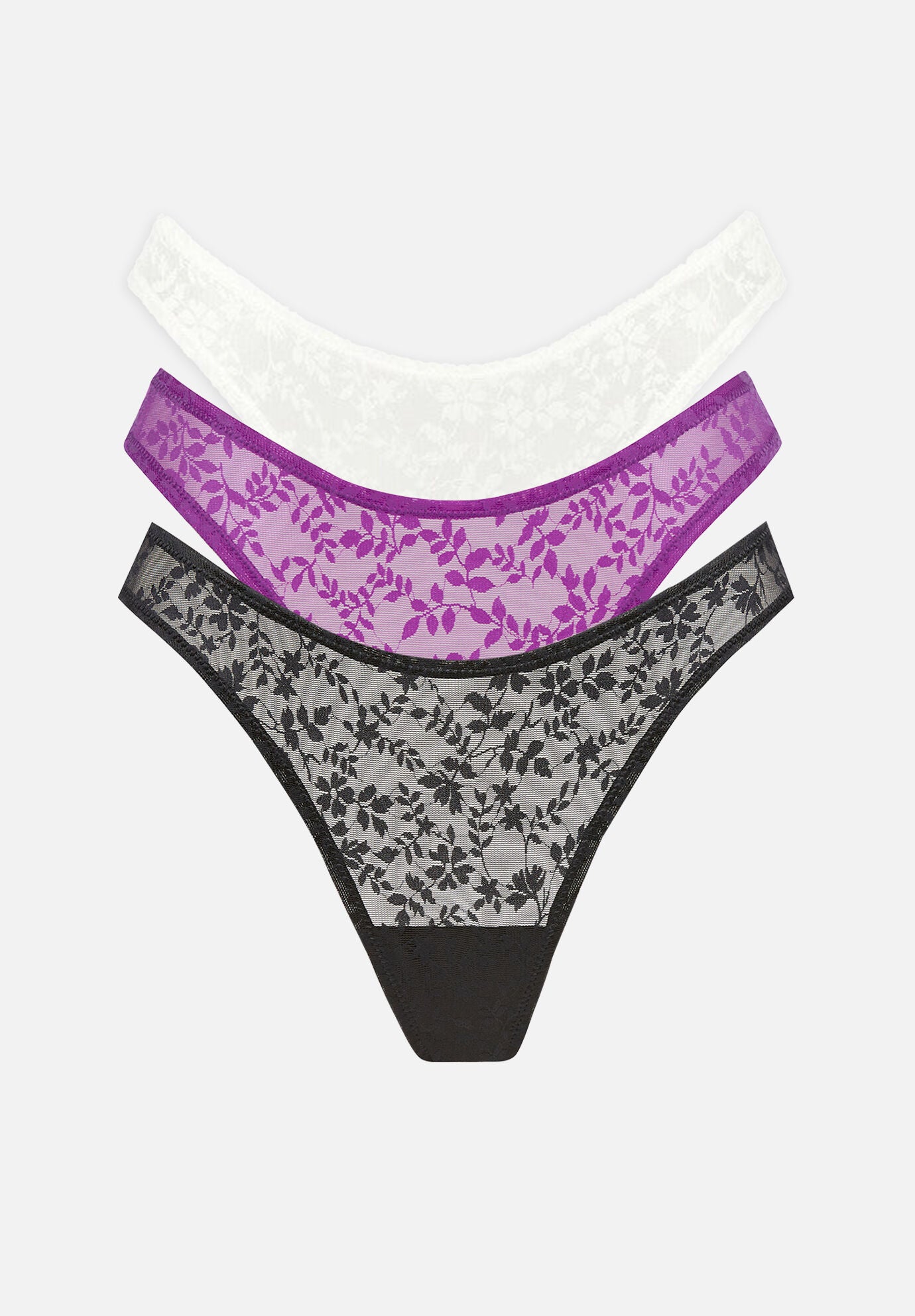 The Thong Pack of 3 &ndash; Botanical Lace, , hi-res image number 0