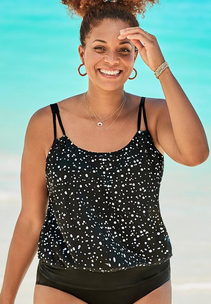 Loop Strap Blouson Tankini Top image number 0