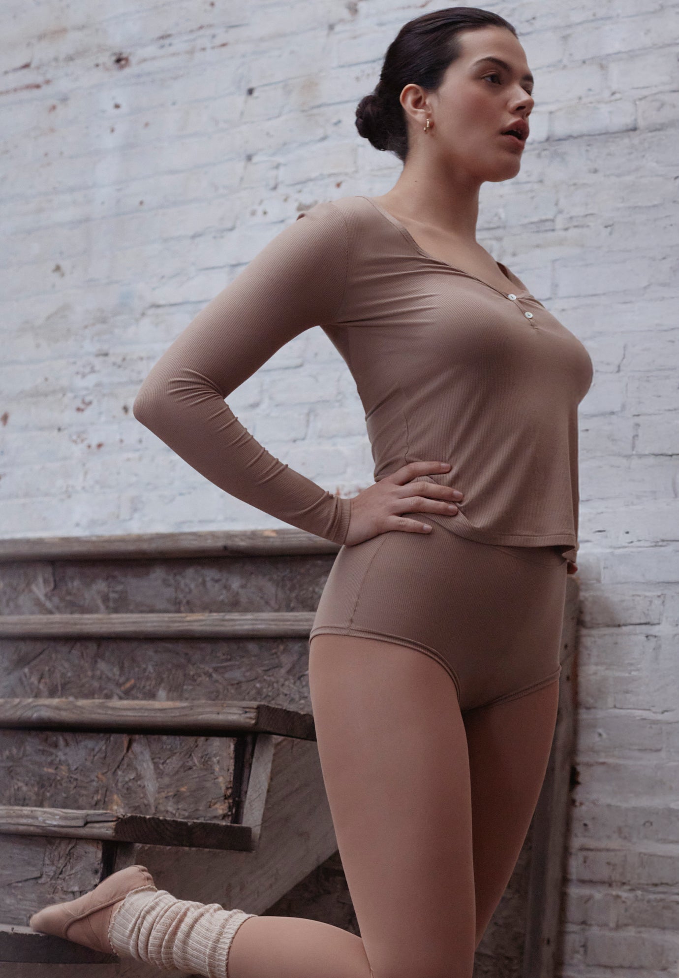 The Button Long Sleeve - Modal Silk Rib image number 0