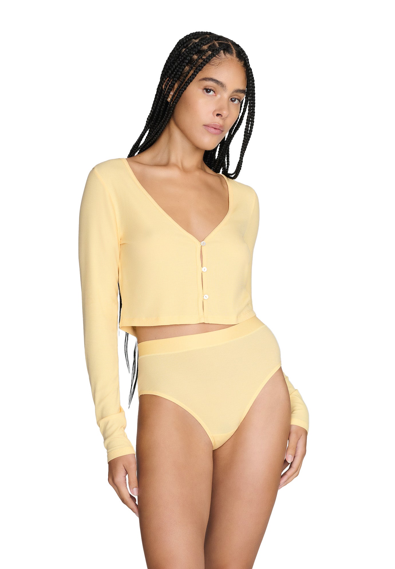 The Cropped Cardigan - Modal Silk Rib image number 2