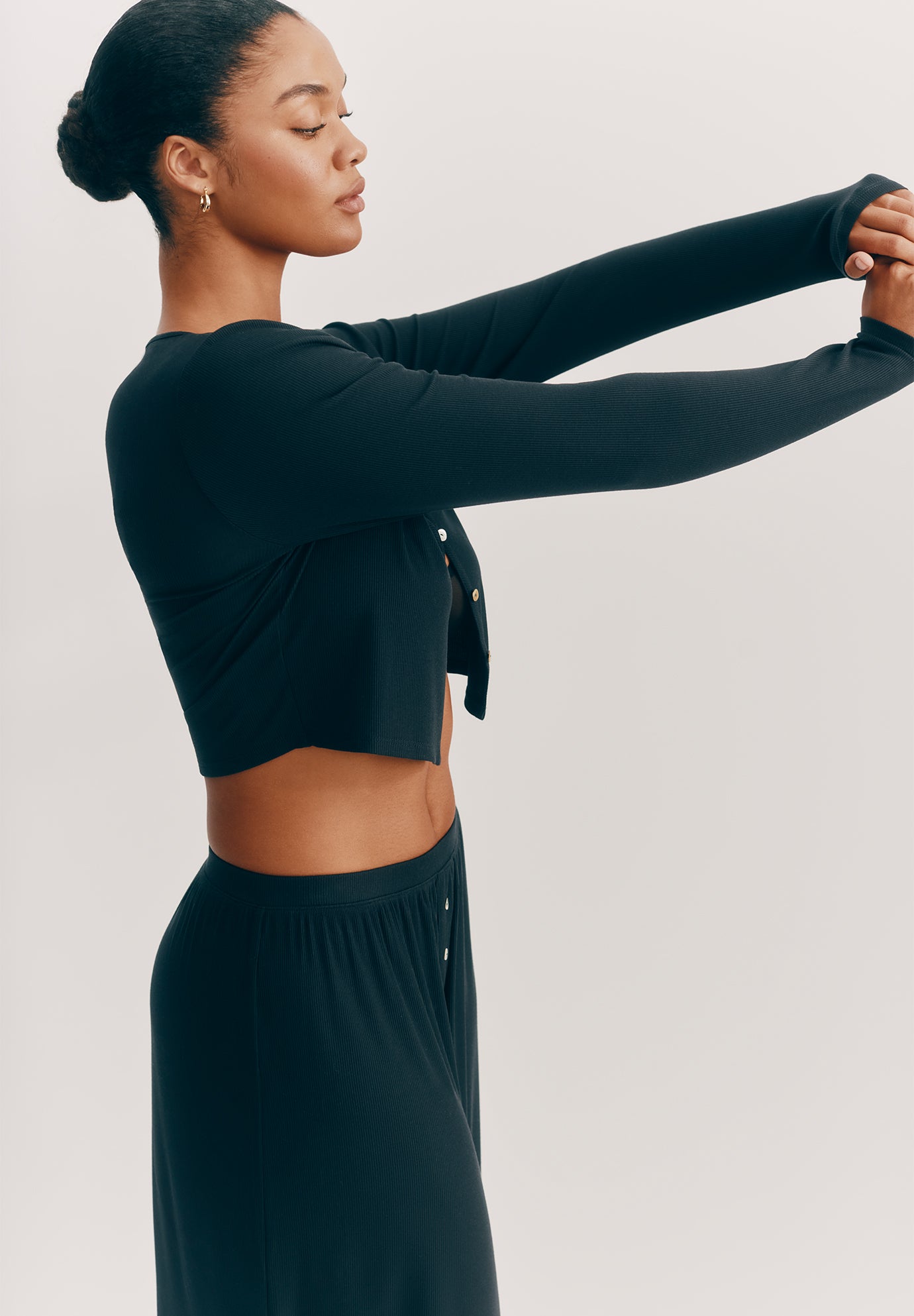 The Cropped Cardigan - Modal Silk Rib image number 0