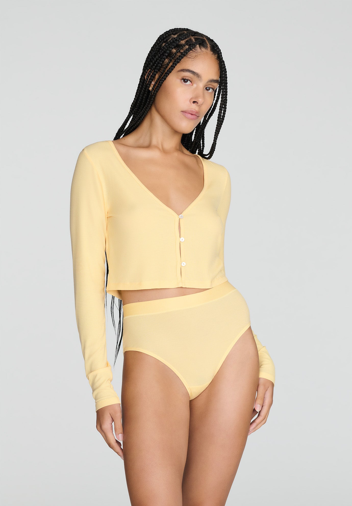 The Cropped Cardigan - Modal Silk Rib image number 1