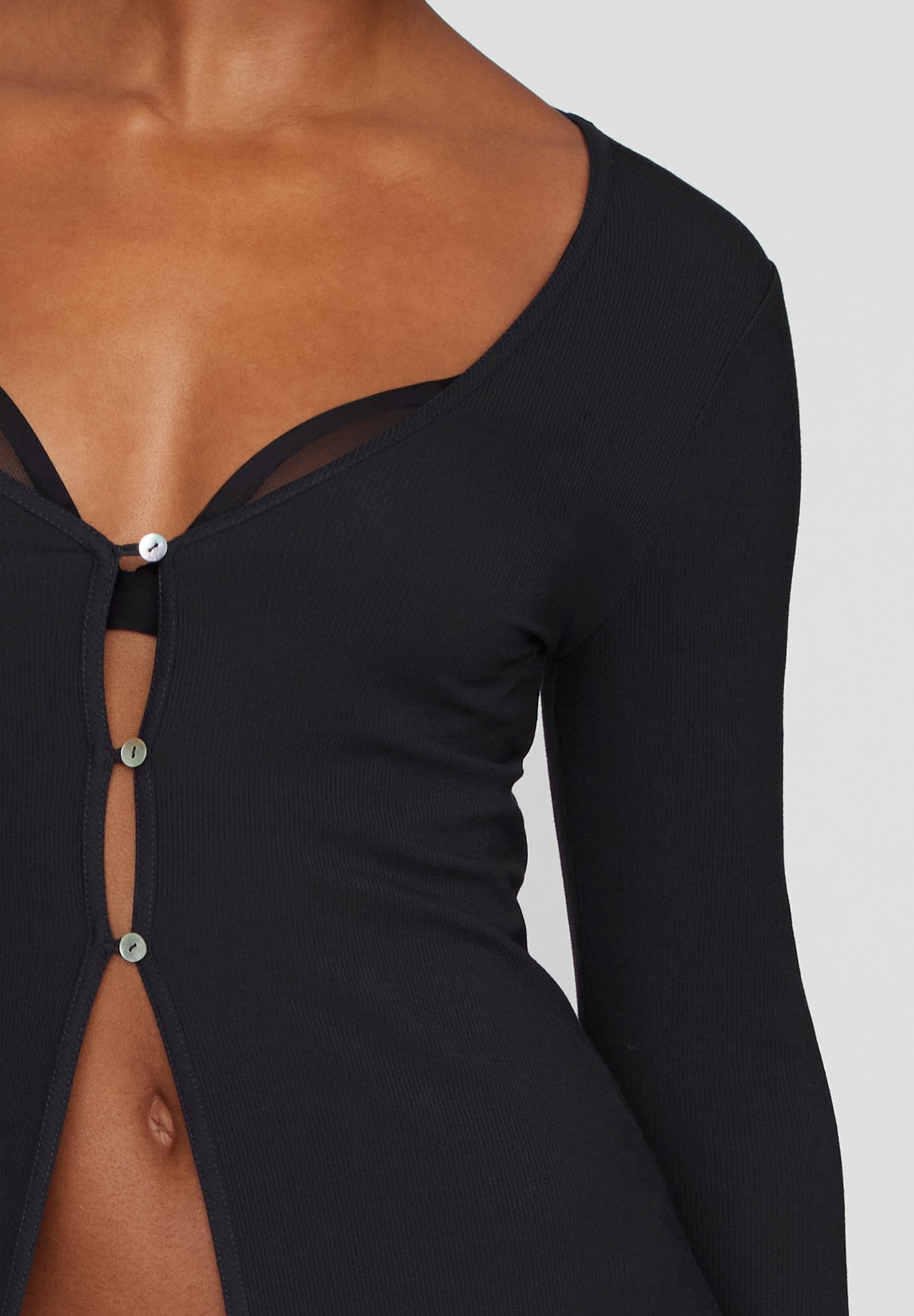 The Long Button Cardigan - Modal Silk Rib image number 5