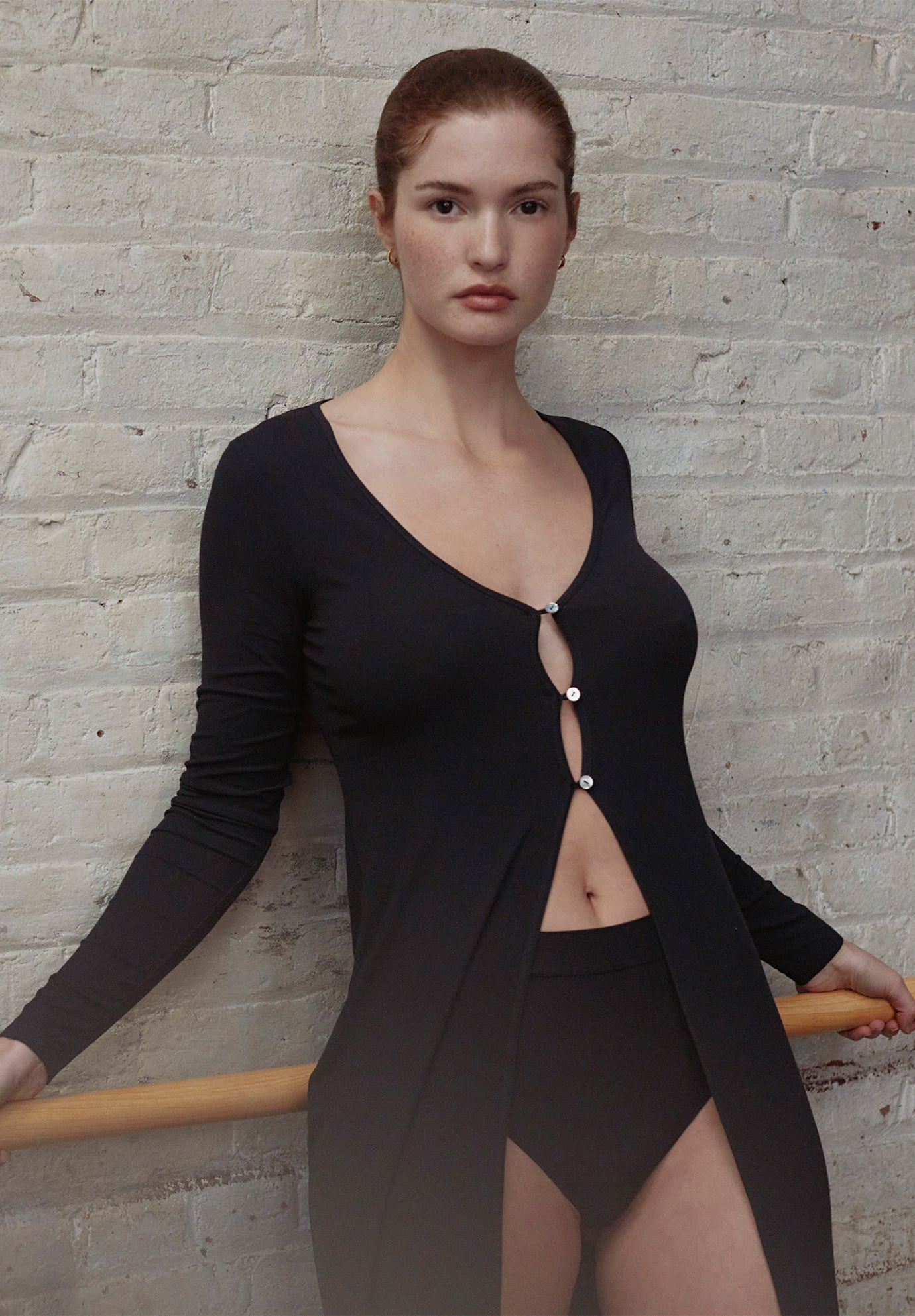 The Long Button Cardigan - Modal Silk Rib image number 0