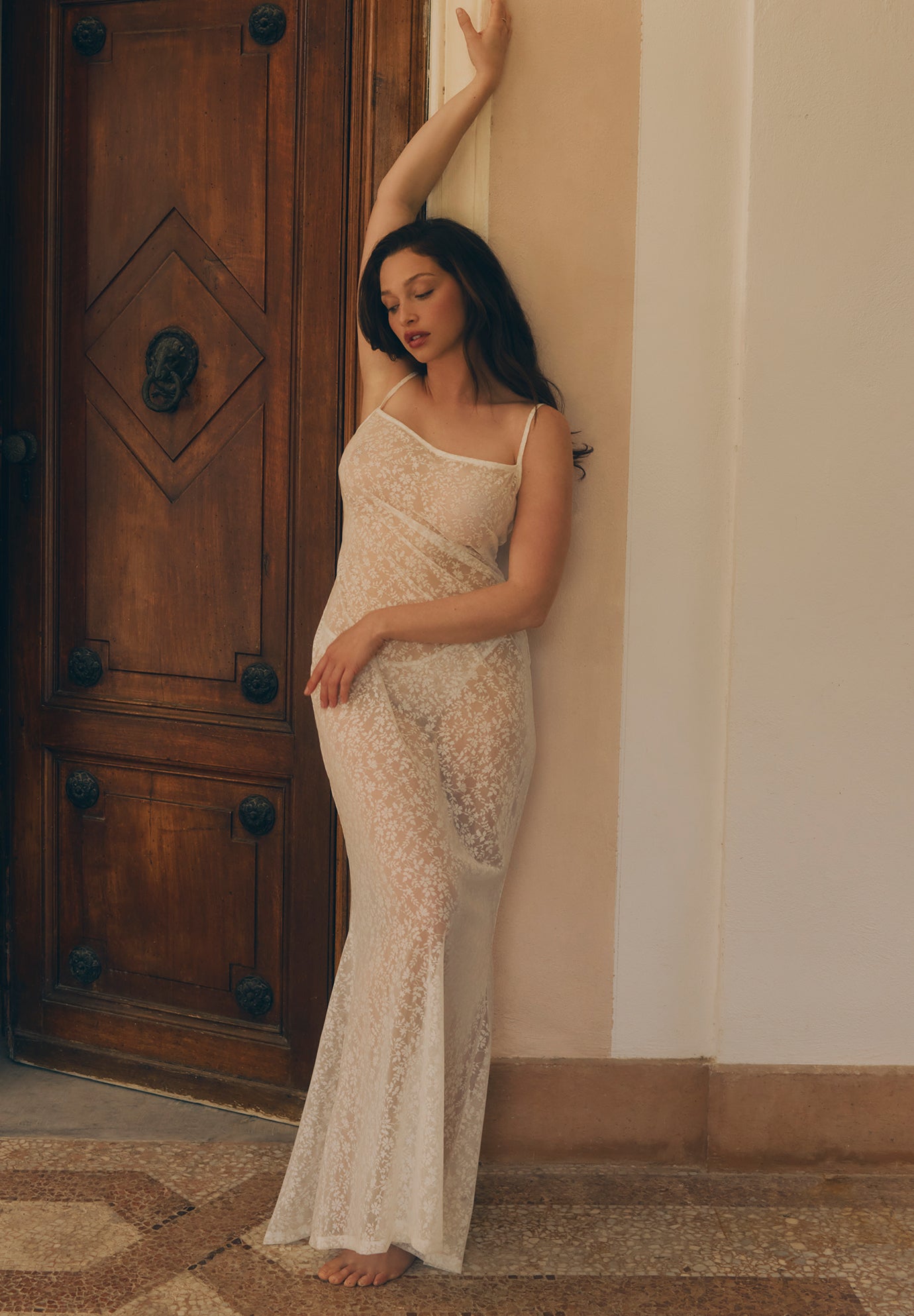 The Long Slip Dress - Botanical Lace image number 0
