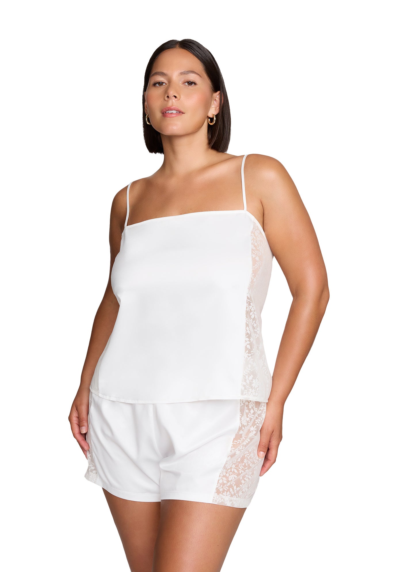 The Lace Panel Tank - Recycled Satin image number 2