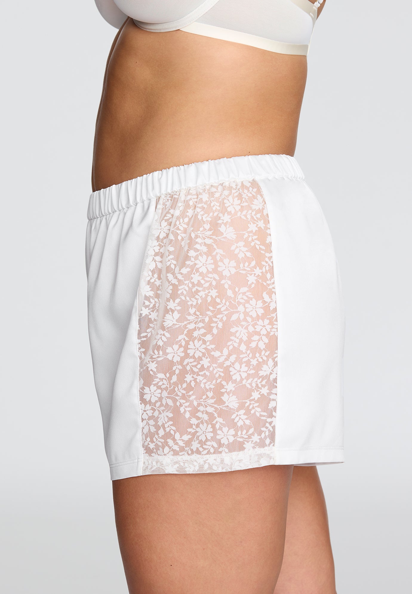 The Lace Panel Shorts - Recycled Satin image number 3