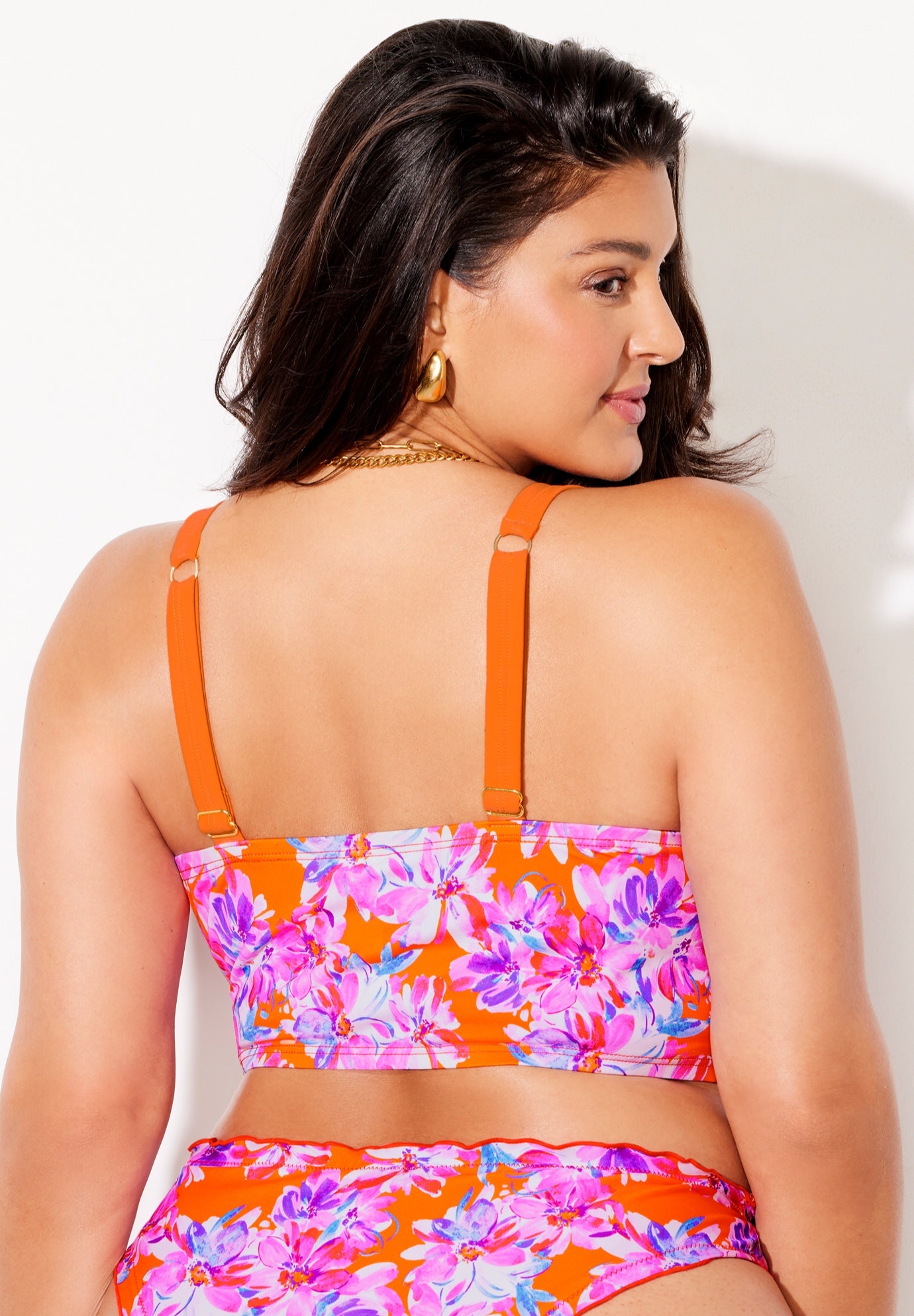 Longline Bra Sized Lettuce Trim Bikini Top image number 1