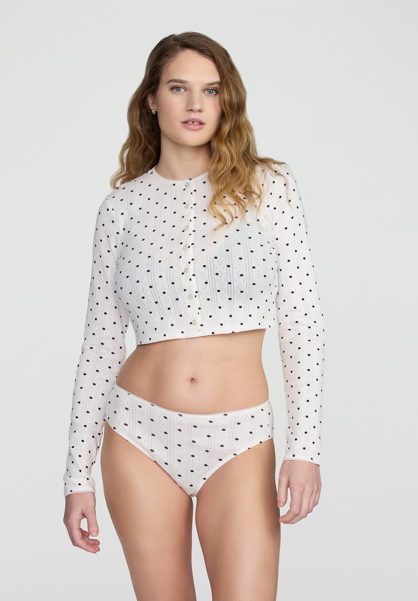 The Cropped Cardigan- Pointelle image number 1