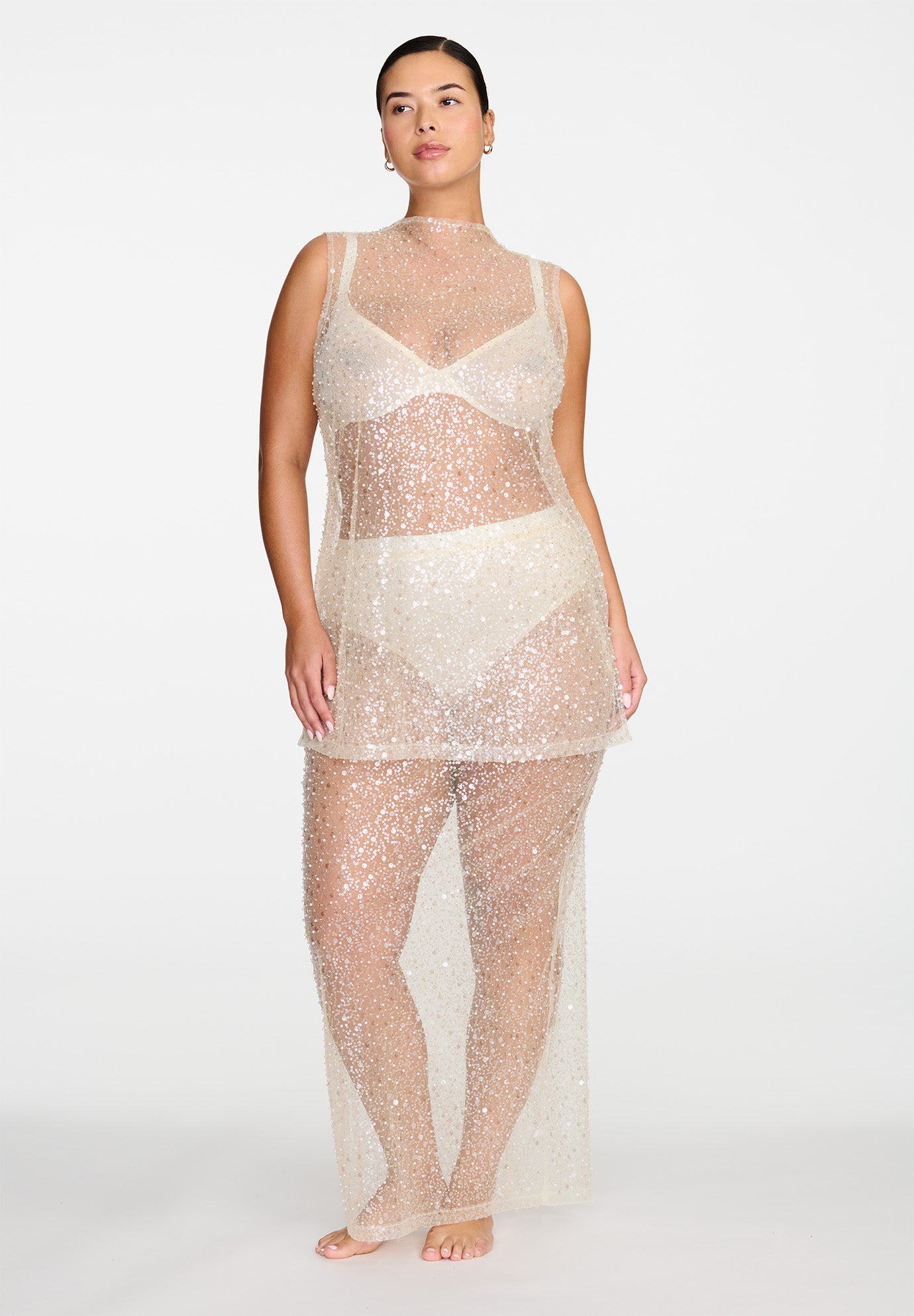 The Mock Neck Mini Dress- Sequin image number 6