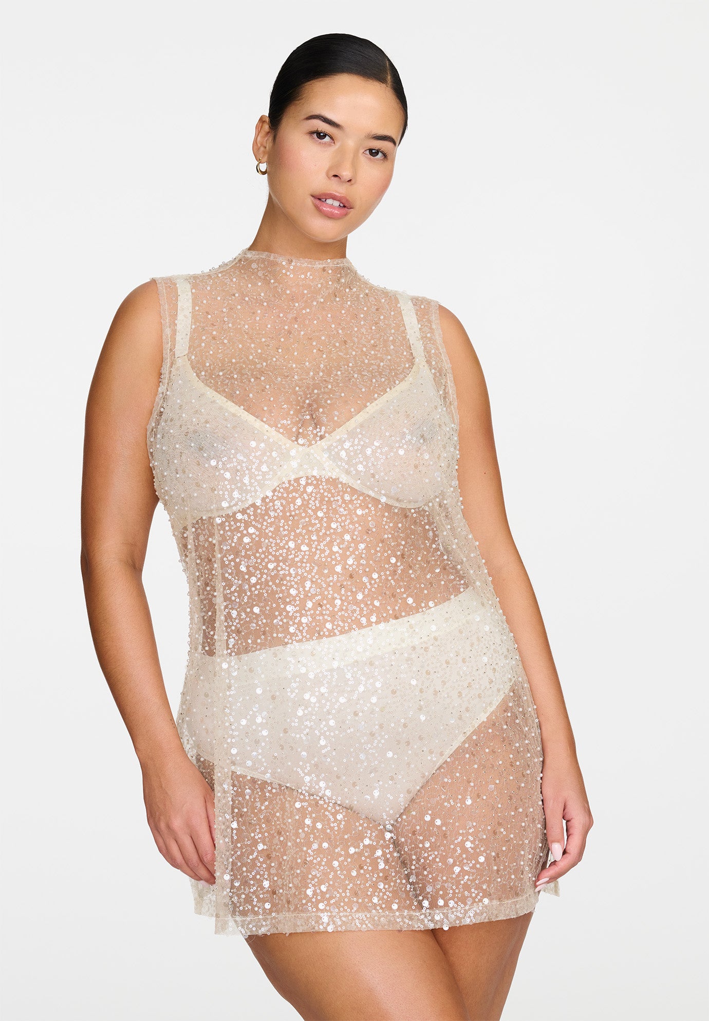 The Mock Neck Mini Dress- Sequin image number 2