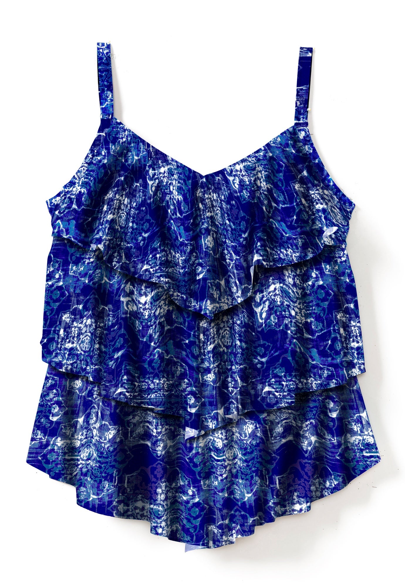 Longer-Length V-Neck Tiered-Ruffle Tummy Control Tankini Top image number 3